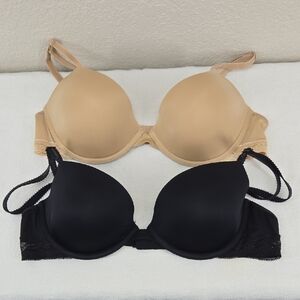 Calvin Klein Black and Tan Bra Duo Size 36B